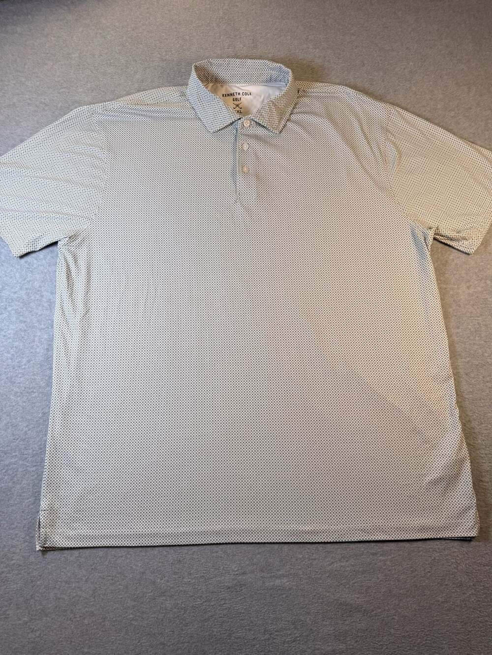 Kenneth Cole Golf Performance Polo Shirt Men's XL Geometric Print White Green